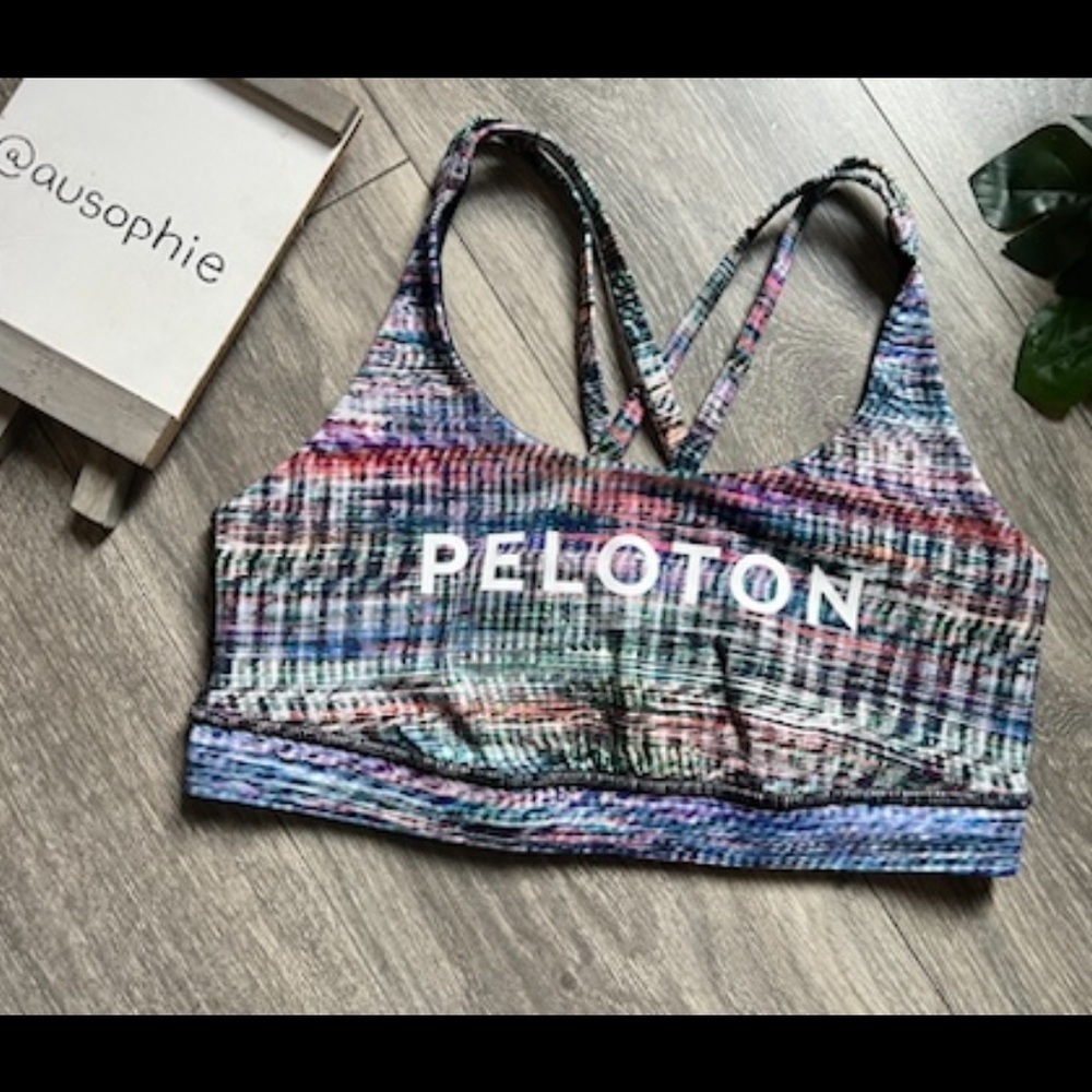 Lululemon x peleton energy bra digital oasis white multi  size 8